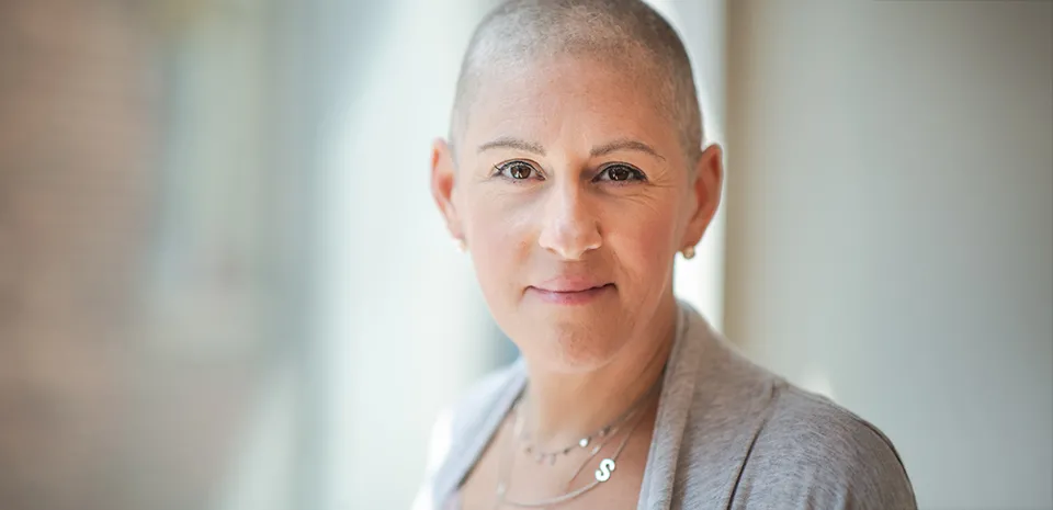 Woman with shaved hair