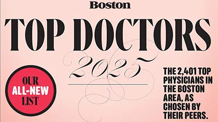 Graphic with Boston Magazine's branding and title. "Boston Top Doctors 2025."