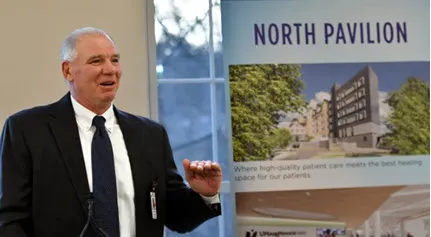 Dr. Eric Dickson speaking at the grand opening of the North Pavilion.