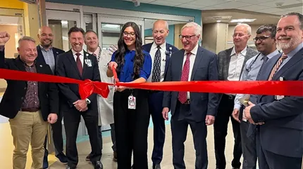 Harrington Hospital leadership, caregivers, local legislator and donors attending the ribbon-cutting ceremony for Harrington's new ICU..